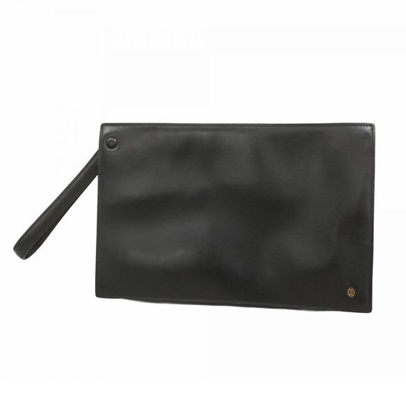 Cartier Pasha Clutch Bag Black Leather Gold/Silver Hardware Pre-owned Men's - Picture 1 of 16